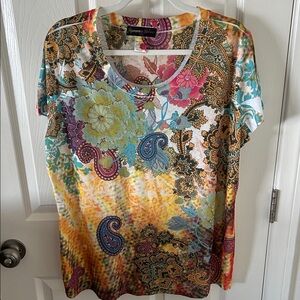 Appropriate Behavior Paisley With Sequin Accent Women's Top, Size XL, NWOT